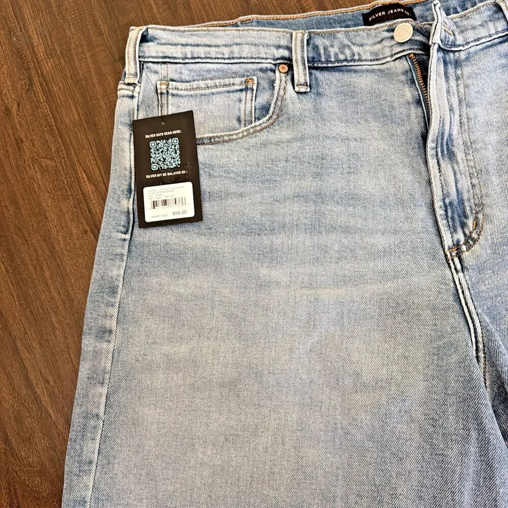 Silver Jeans Co. Women's Plus Size High Rise Vintage Long Shorts Indigo Blue 16W